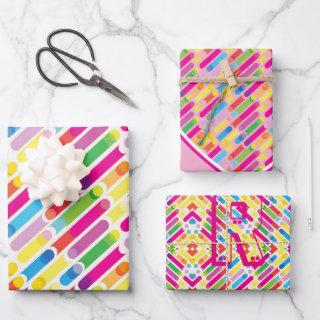 Monogram Rainbow Diagonal Lines Pattern Pop Art  Sheets