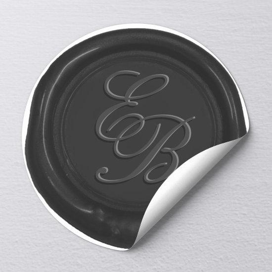 Monogram Script Black Wax Seal Wedding Favor