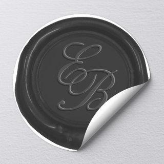 Monogram Script Black Wax Seal Wedding Favor