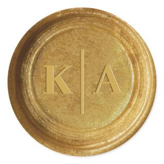 Monogram Shimmer Gold Wax Seal Wedding Sticker