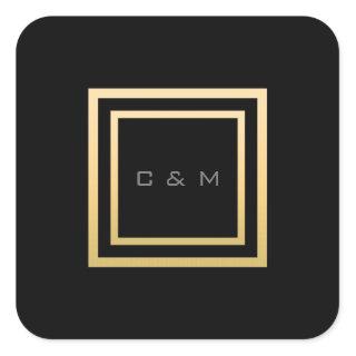Monogram Square Gold Frame Minimalism VIP Square Sticker