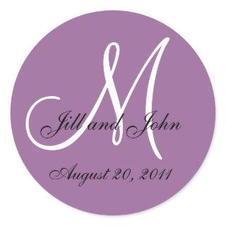 Monogram Wedding Initial Bride Groom Mauve Seal