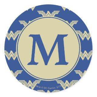 Monogram Wonder Woman Logo Pattern Classic Round Sticker