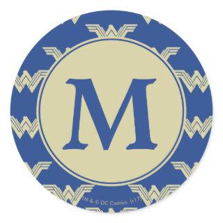 Monogram Wonder Woman Logo Pattern Classic Round Sticker