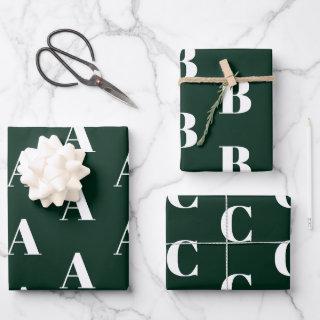 Monogrammed dark green custom initial pattern  sheets