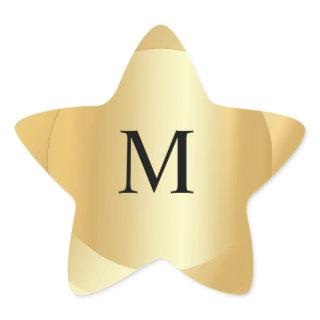 Monogrammed Template Custom Elegant Faux Gold Star Sticker