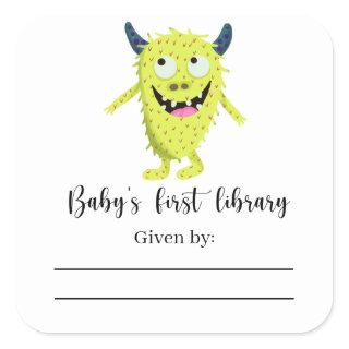 Monster - Baby Shower bookplate, books for baby Square Sticker