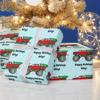 Monster Truck with Christmas Tree Name Customize