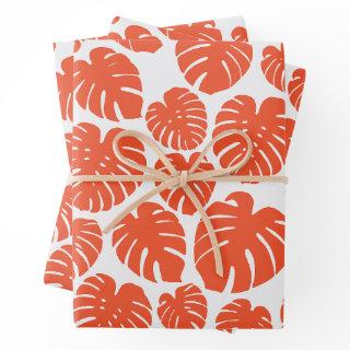 Monstera - Orange and White  Sheets
