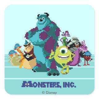 Monsters Inc 8Bit Mike, Sully, and the Gang Square Sticker