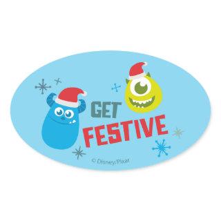 Monsters Inc. | Mike & Sulley Get Festive Oval Sticker