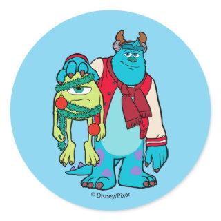 Monsters University | Mike & Sulley Holiday Cheer Classic Round Sticker