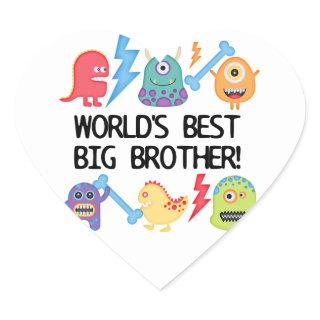 Monsters World Best Big Brother Heart Sticker