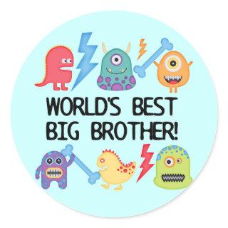 Monsters World's Best Big Brother Classic Round Sticker