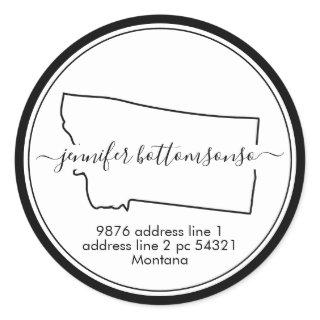 Montana State map return address Signature Classic Round Sticker