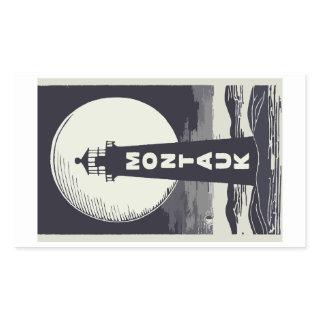 Montauk Point Lighthouse Moon Rectangular Sticker
