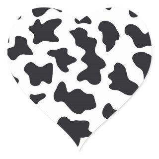 MOO Black and White Dairy Cow Pattern Print Gifts Heart Sticker