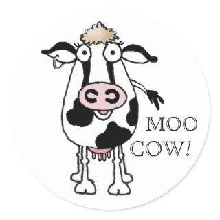 MOO COW! CLASSIC ROUND STICKER
