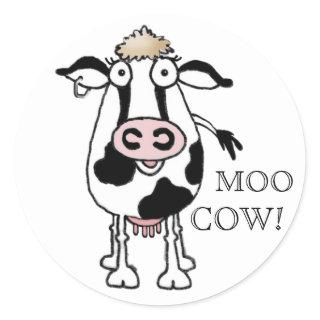 MOO COW! CLASSIC ROUND STICKER