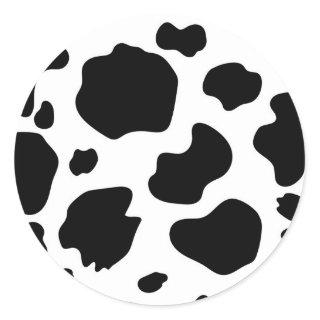 Moo Cow Spots Print Black & White Birthday Party Classic Round Sticker