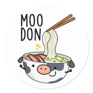 Moo-don Funny Udon Pun  Classic Round Sticker