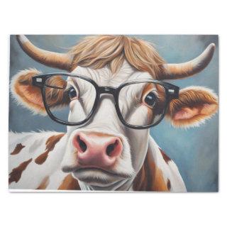 Moo-tiful Style: Cow in Hat and Glasses Decoupage Tissue Paper
