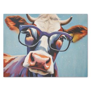 Moo-tiful Style: Cow in Hat and Glasses Decoupage Tissue Paper