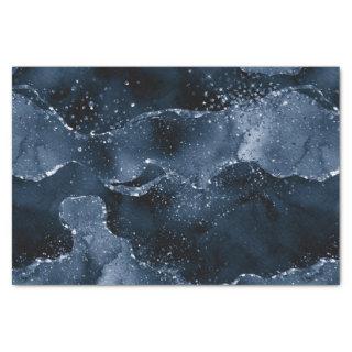 Moody Agate | Navy Denim Steel Blue Faux Glitter Tissue Paper