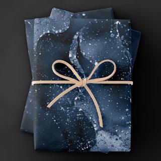 Moody Agate | Navy Denim Steel Blue Faux Glitter  Sheets