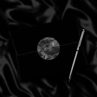 Moody Agate | Onyx Black Silver Vampy Goth Glitter Classic Round Sticker