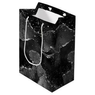 Moody Agate | Onyx Black Silver Vampy Goth Glitter Medium Gift Bag