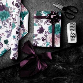 Moody Boho | Eggplant Purple and Teal Rose Pattern
