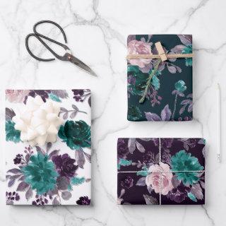 Moody Boho | Eggplant Purple Dark Floral Pattern  Sheets