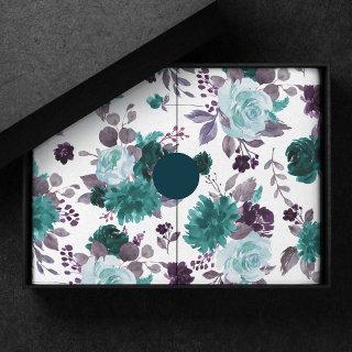 Moody Boho | Teal and Eggplant Purple Rose Pattern Tissue Paper