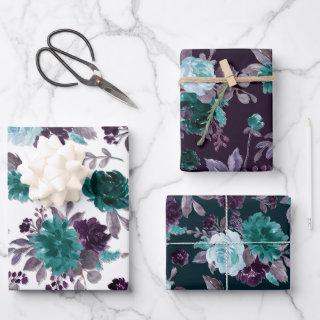 Moody Boho | Teal Turquoise Dark Floral Pattern  Sheets