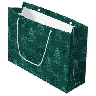 Moody Christmas Tree | Dark Midnight Teal Green Large Gift Bag