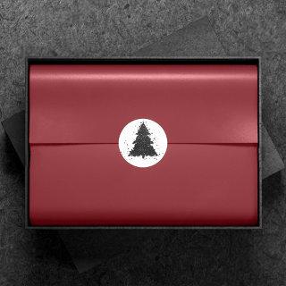 Moody Christmas Tree | Onyx Silvery Black Splatter Classic Round Sticker