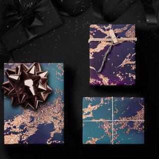 Moody Luxe Marble | Deep Purple and Teal Rose Gold  Sheets