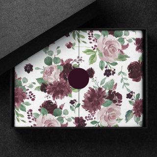 Moody Passions | Dramatic Purple Wine Rose Pattern Tissue Paper