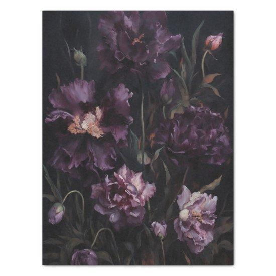 Moody Purple Lilies Florals Decoupage Gift Wrap Tissue Paper