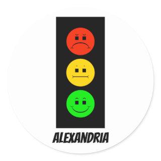 Moody Stoplight Customizable with Name Classic Round Sticker