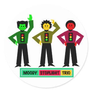 Moody Stoplight Trio Characters Classic Round Sticker