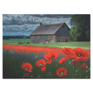 Moody Weather Barn and Poppies Tissue Paper