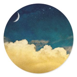 Moon And Cloudscape Classic Round Sticker