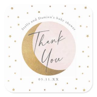 Moon and stars baby shower thank you square sticker
