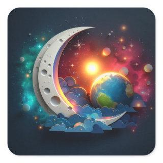 Moon and Stars Square Sticker