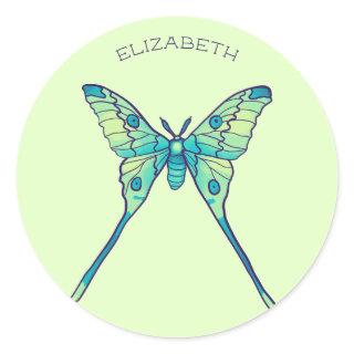 Moon Moth Magic - Butterfly Lover Art Classic Round Sticker