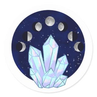 Moon Phase Crystal Classic Round Sticker