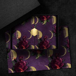 Moon Phases and Purple Roses | Gorgeous New Age Tissue Paper