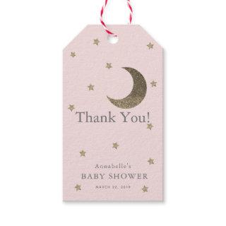 Moon & Stars Pink Baby Shower Thank You GIft Tag